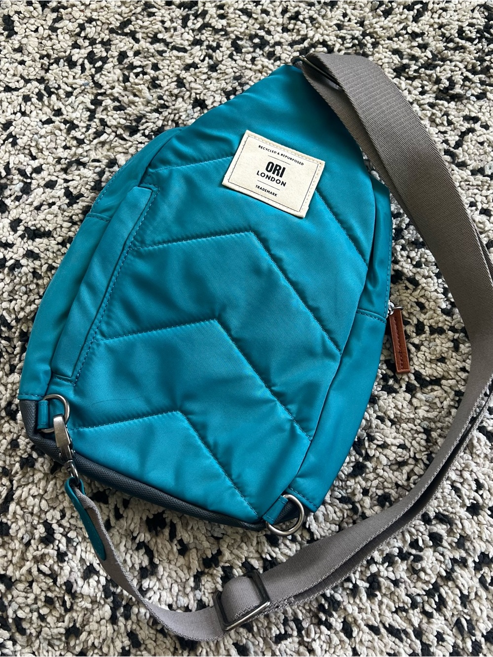 ORI London Crossbody Sling Bag Blue Backpack Style Zip Pockets - Picture 11 of 12